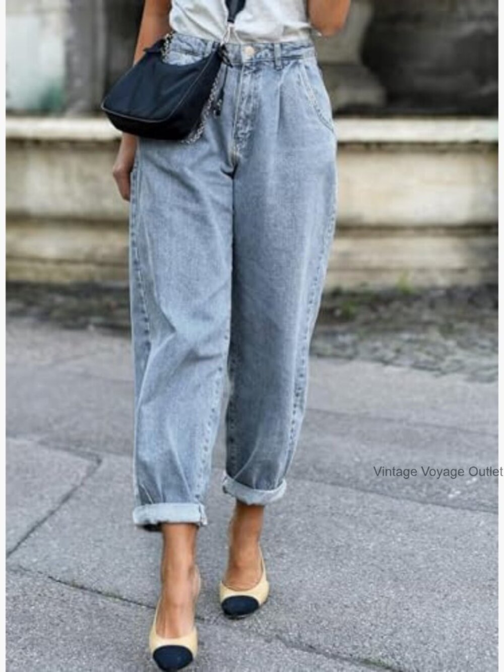 High Waisted Baggy Boyfriend Barrel Jeans with Tapered Leg - Picture 2 of 7